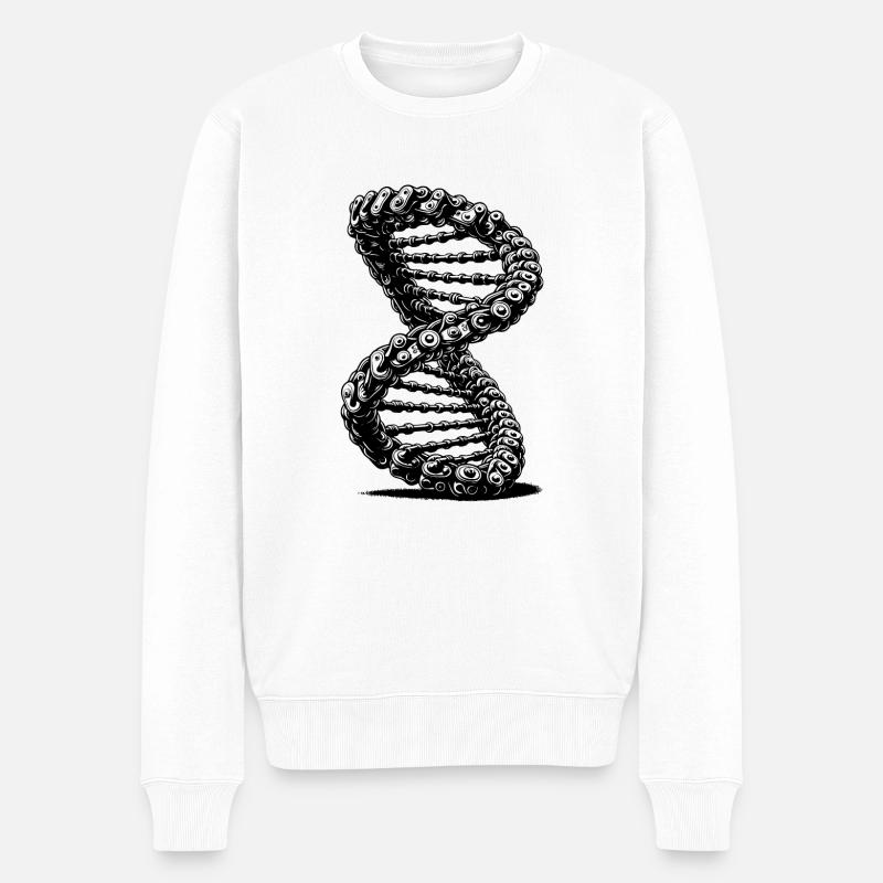 Möbius Loop Chaînes courbes DNA - Pull Premium bio Homme - blanc
