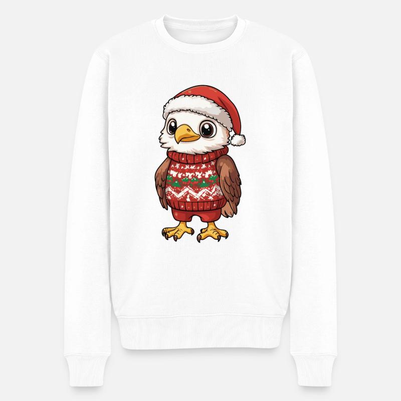 Adler Weihnachten Comic - Männer Premium Bio Pullover - Weiß