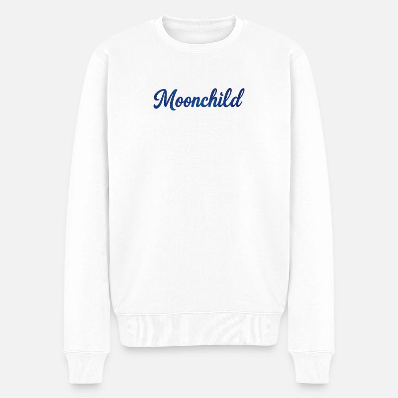 Moonchild Blue Script – Style de nuit - Pull Premium bio Homme - blanc