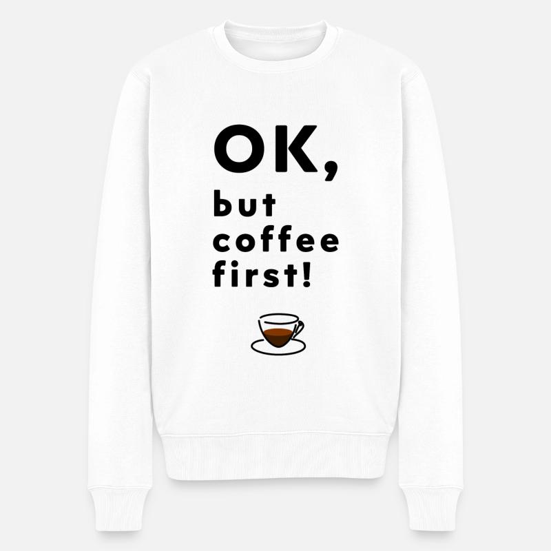COFFEE FIRST - Männer Premium Bio Pullover - Weiß