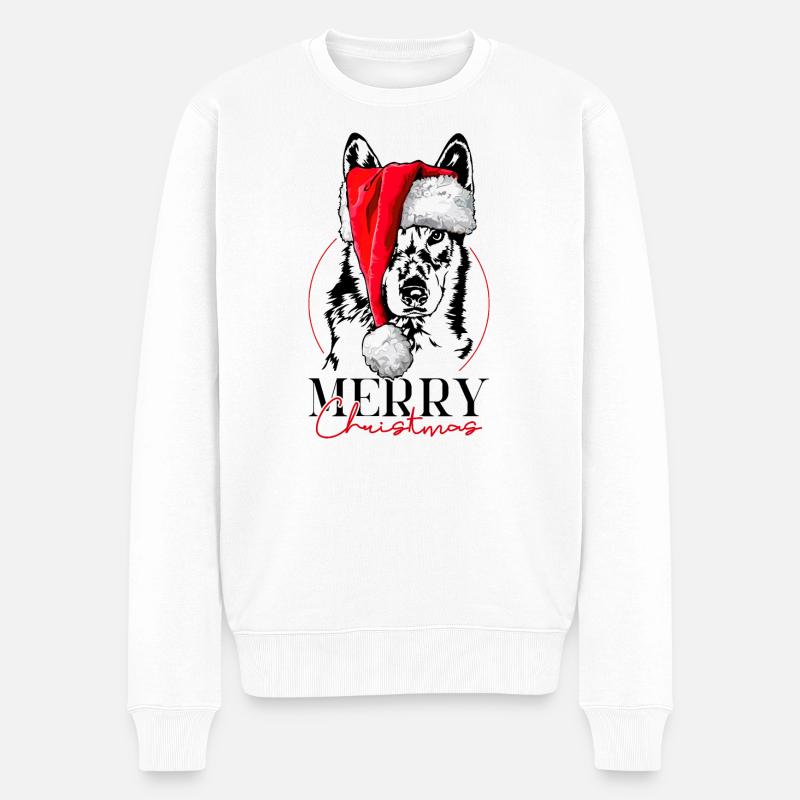 Lévrier tchécoslovaque Joyeux Noël - Pull Premium bio Homme - blanc