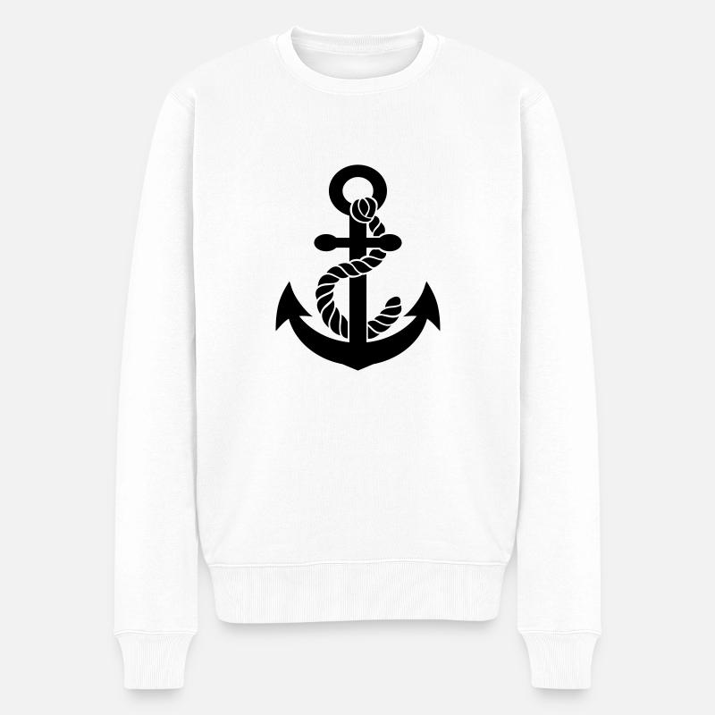anchor - Männer Premium Bio Pullover - Weiß