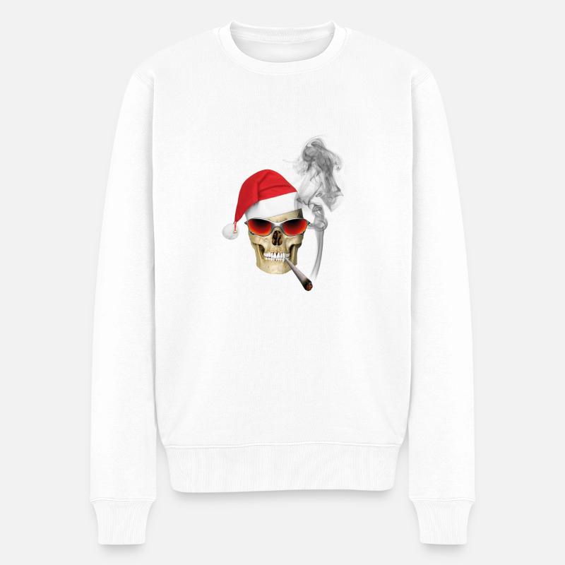 CHRISTMAS SKULL - Männer Premium Bio Pullover - Weiß