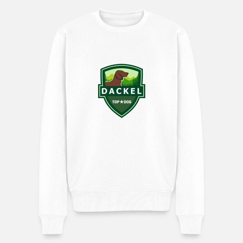 DACKEL Langhaardackel ILOVETECKEL - Männer Premium Bio Pullover - Weiß