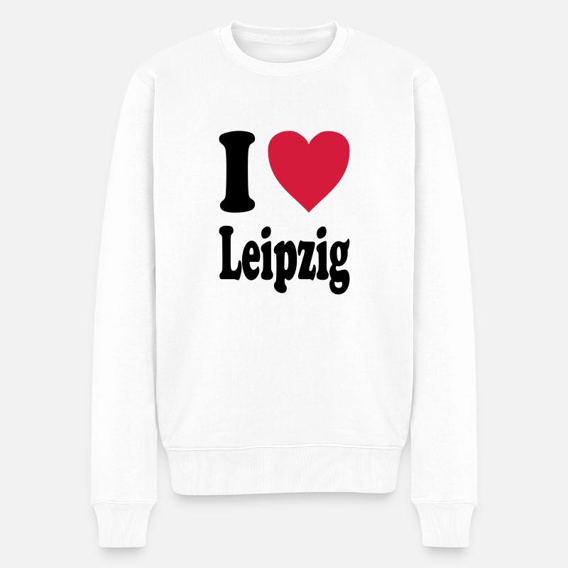 I love Leipzig - Männer Premium Bio Pullover - Weiß