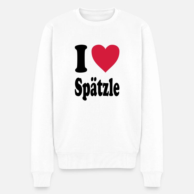 I love Spätzle (Alle Farben!) - Männer Premium Bio Pullover - Weiß