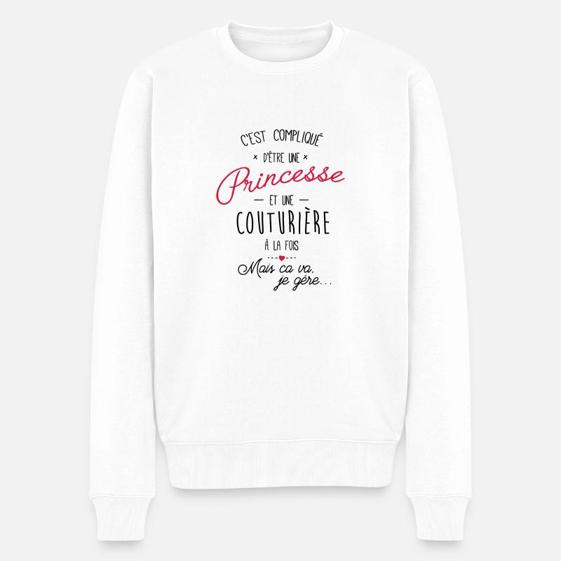 princesse et couturière - Pull Premium bio Homme - blanc