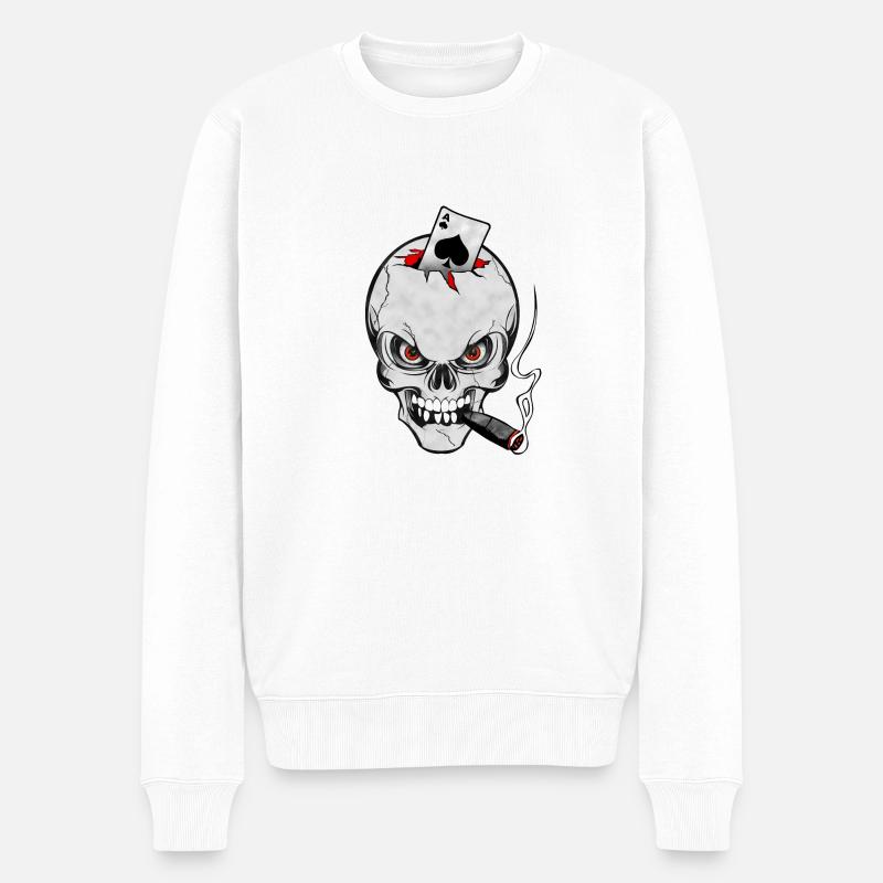 skull poker - Pull Premium bio Homme - blanc