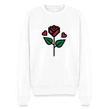 Valentinstag Rose mit Herz - Männer Premium Bio Pullover - Weiß - Vorne - Thijin (182cm)