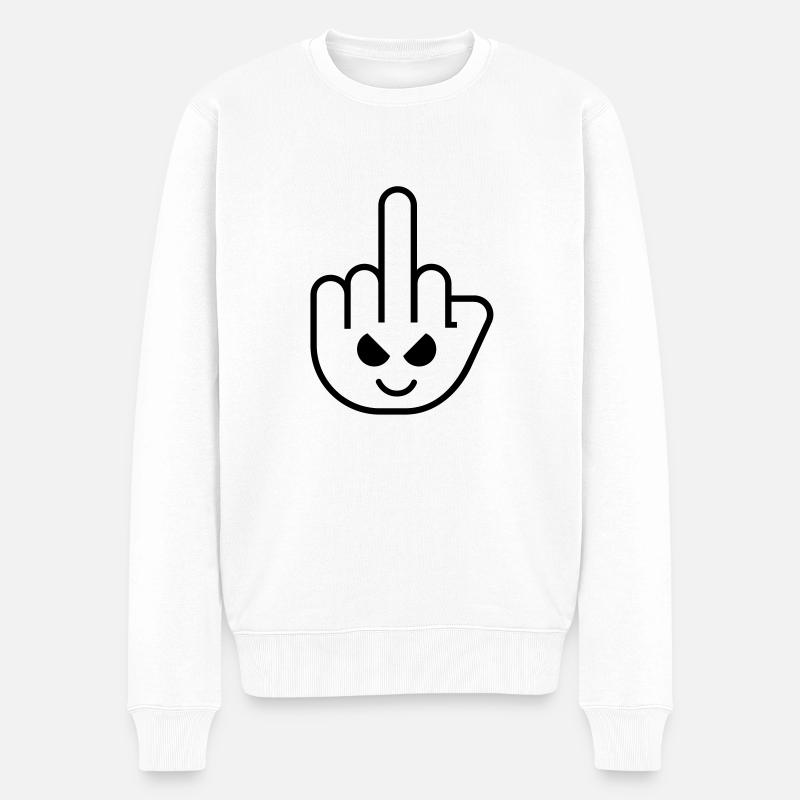 middelfinger_face__f1 - Pull Premium bio Homme - blanc