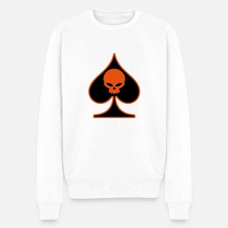 poker skull - Männer Premium Bio Pullover - Weiß
