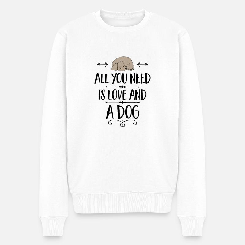 Hund - Männer Premium Bio Pullover - Weiß
