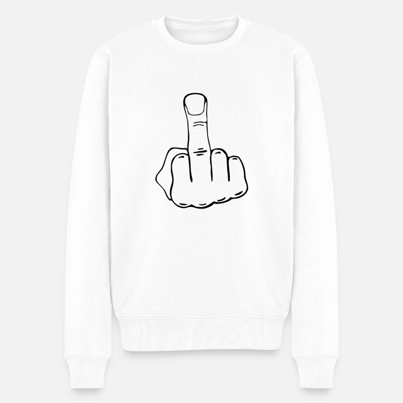 Mittelfinger - Männer Premium Bio Pullover - Weiß