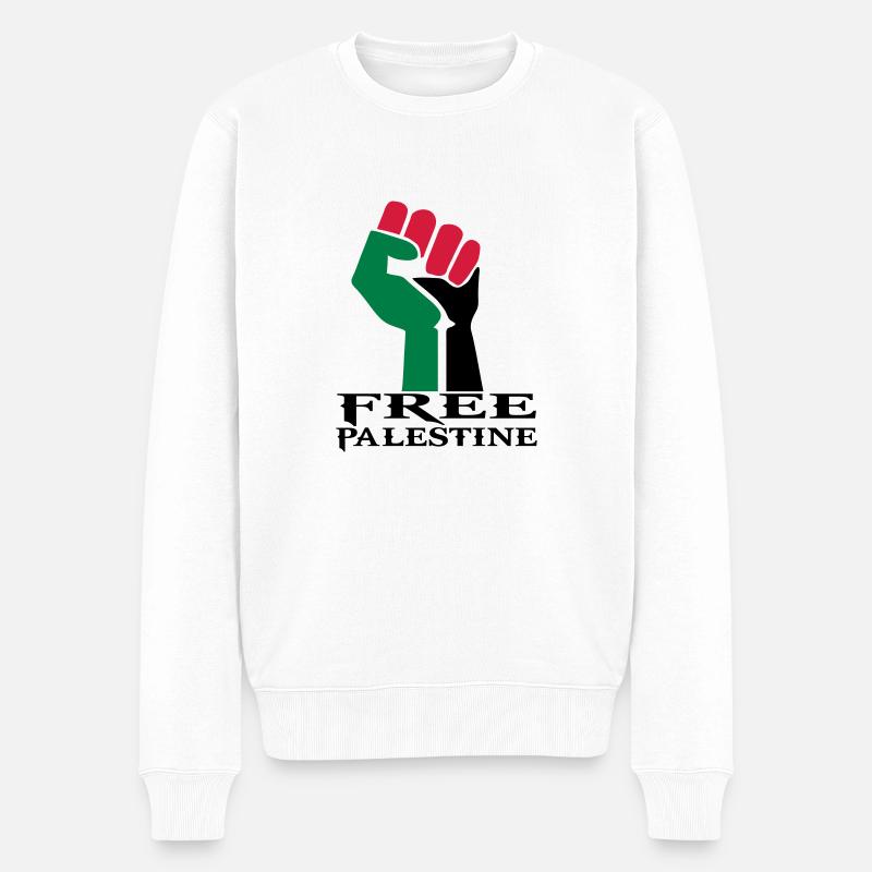 Zeichnen der palästinensischen Symbolflagge Paläst - Männer Premium Bio Pullover - Weiß