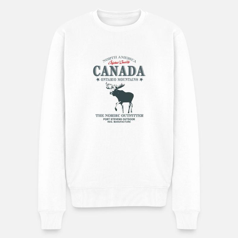 Canada - Moose - Elch - Männer Premium Bio Pullover - Weiß