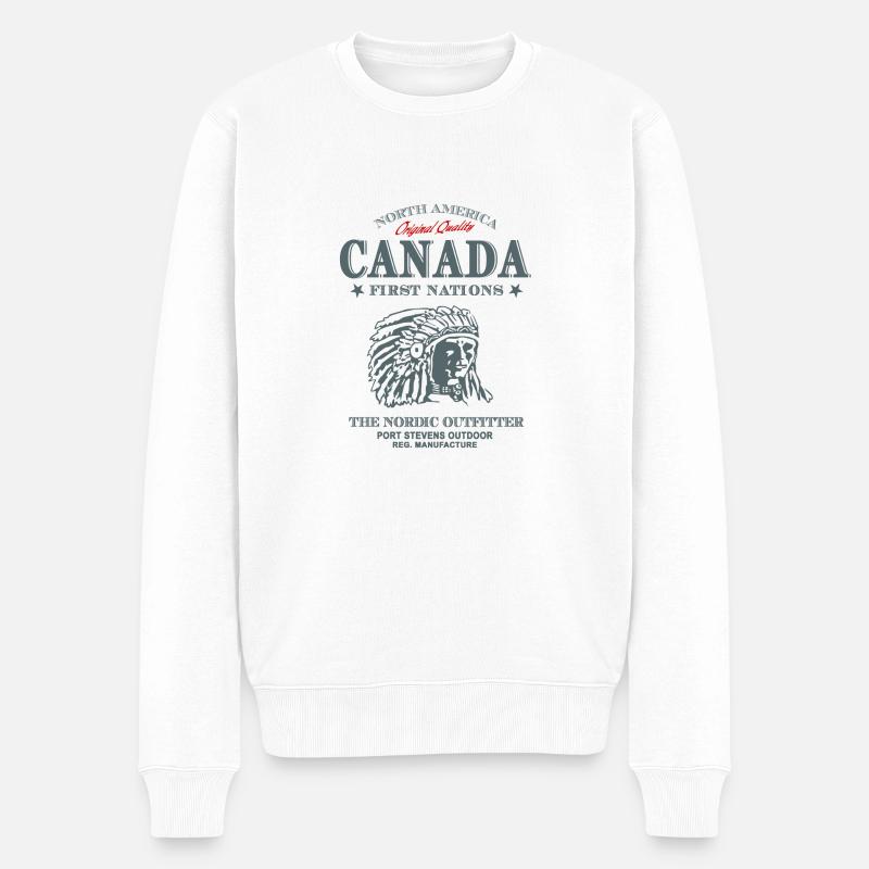 Canada - Indian - Kanada - Indianer - Männer Premium Bio Pullover - Weiß