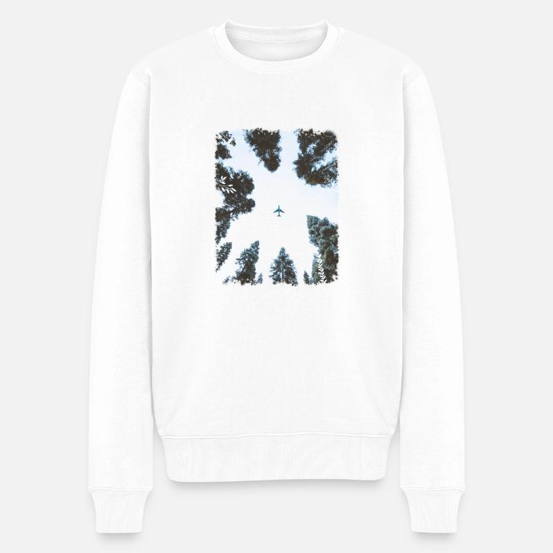 Wald & Flugzeug - Männer Premium Bio Pullover - Weiß