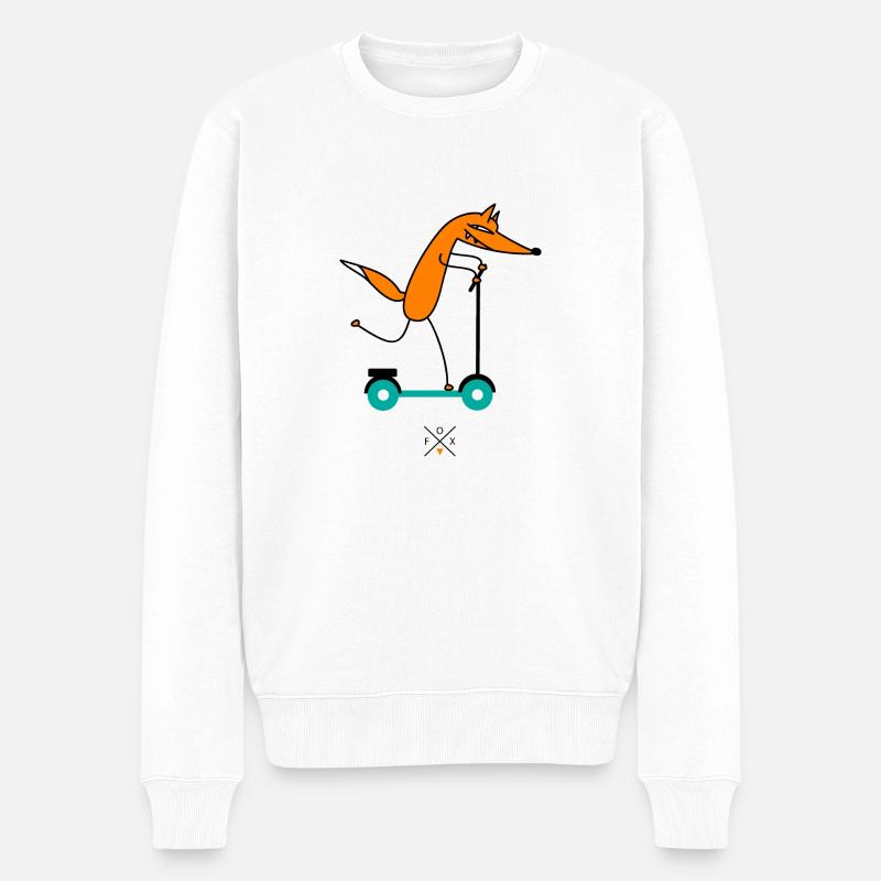 Fox conduit un scooter - Pull Premium bio Homme - blanc