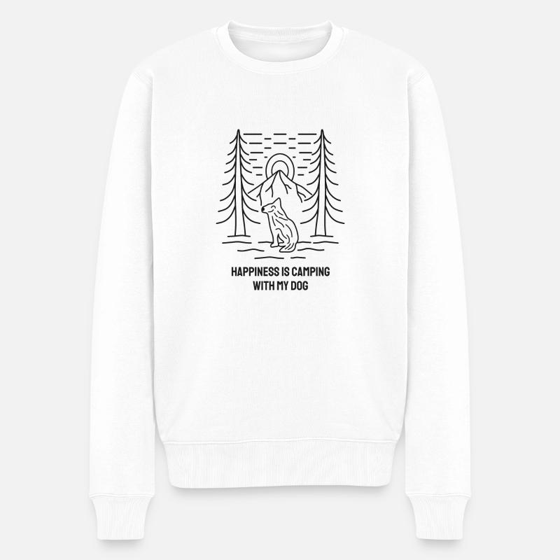 Camping mit meinem Hund - Männer Premium Bio Pullover - Weiß