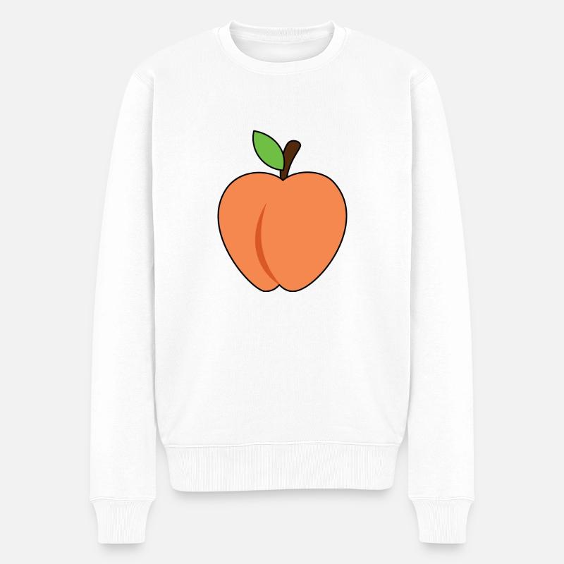 Pfirsich - Männer Premium Bio Pullover - Weiß