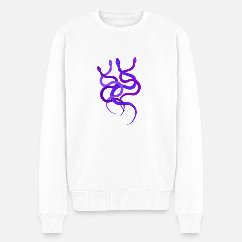 Einfaches Schlangendesign, 4 wilde Pythons - Männer Premium Bio Pullover - Weiß