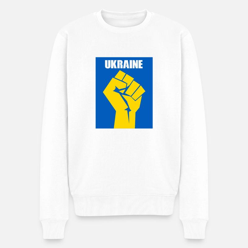 Ukraine - Männer Premium Bio Pullover - Weiß