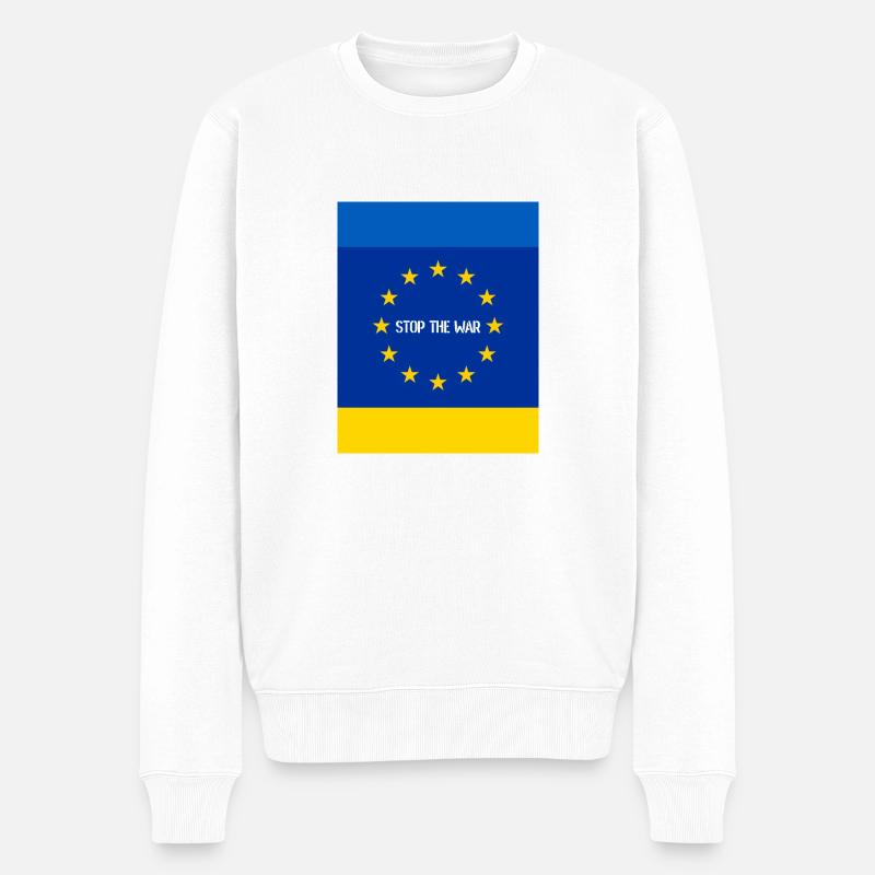 Ukraine - Männer Premium Bio Pullover - Weiß