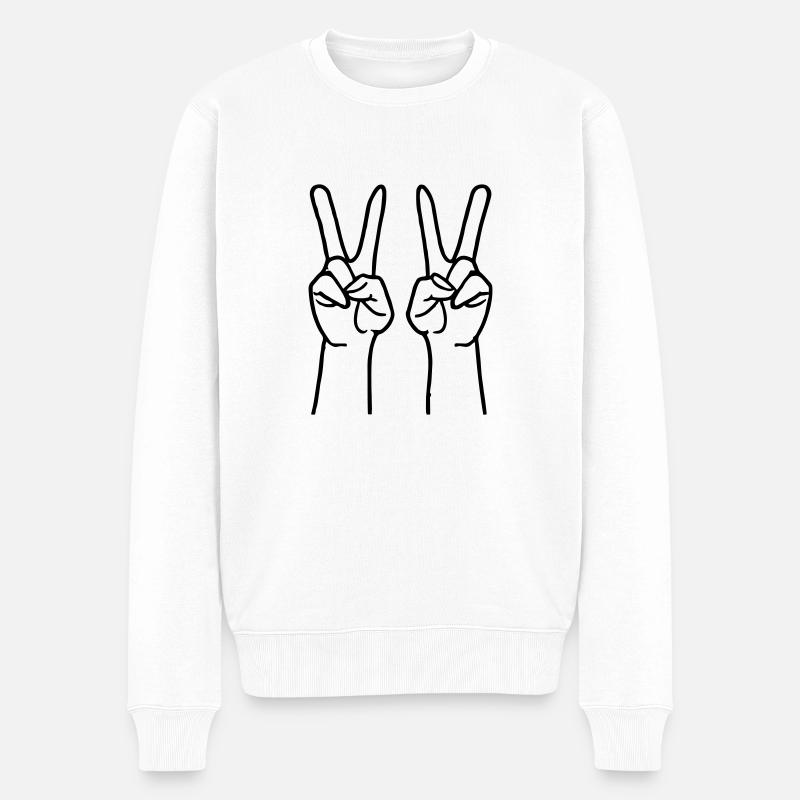 Paix Mains de la paix - Pull Premium bio Homme - blanc