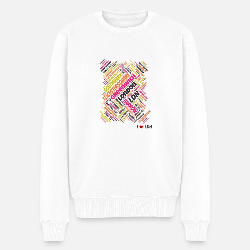 Nuage de mots de Londres - Pull Premium bio Homme - blanc