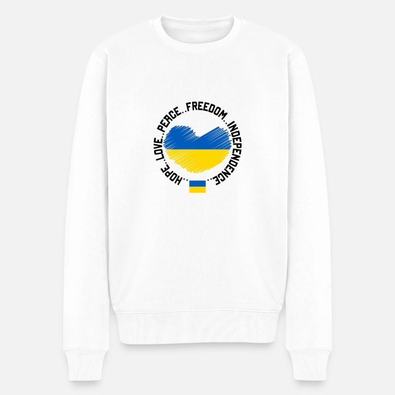 Ukraine - Männer Premium Bio Pullover - Weiß