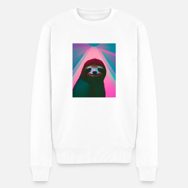 portrait d'un paresseux relax - Pull Premium bio Homme - blanc