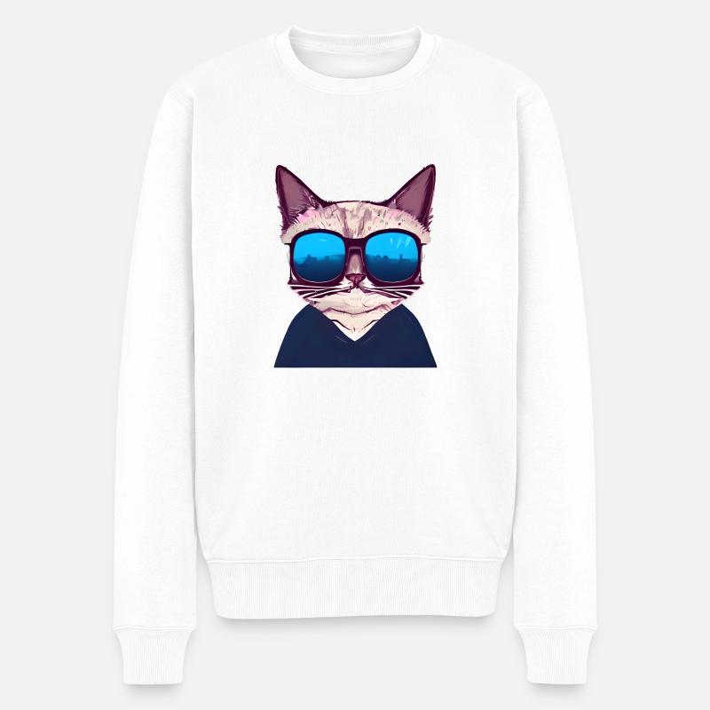 Chat Propriétaire Chat Domestique Chaton - Pull Premium bio Homme - blanc