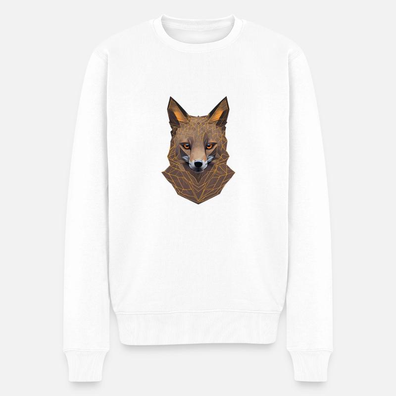 Tête de renard géométrique - Pull Premium bio Homme - blanc