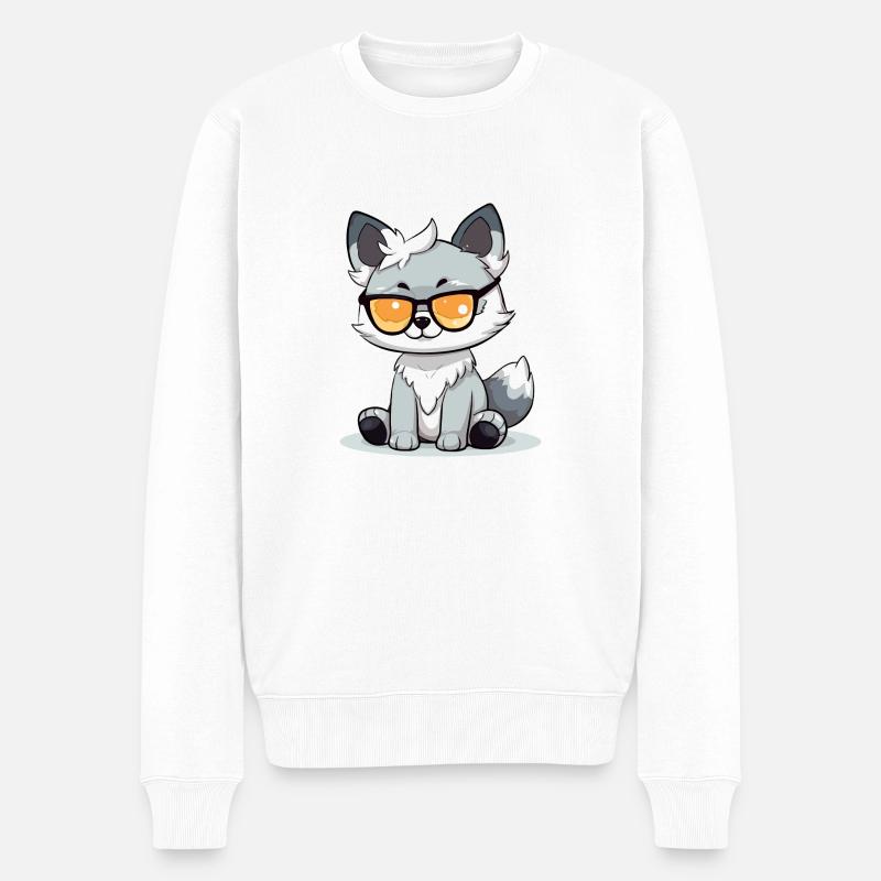 Hop le chat - Pull Premium bio Homme - blanc