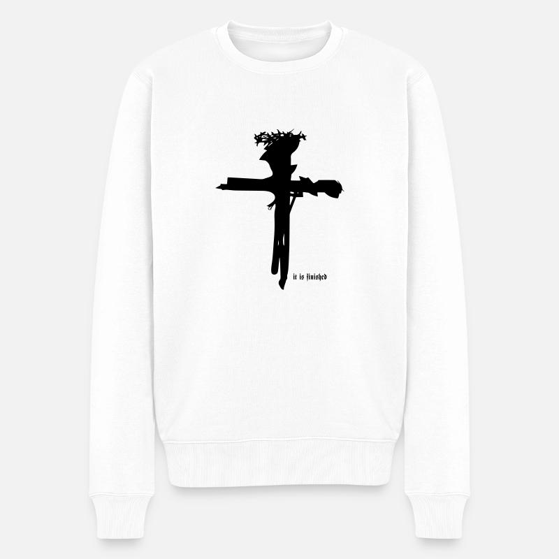 jesus kreuz - Männer Premium Bio Pullover - Weiß