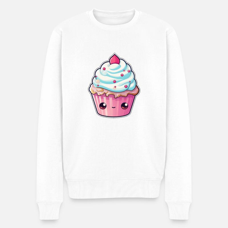 Cupcake Kawaii - Männer Premium Bio Pullover - Weiß