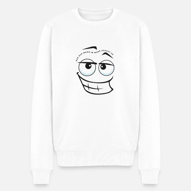nur der Mann im Mond - Männer Premium Bio Pullover - Weiß