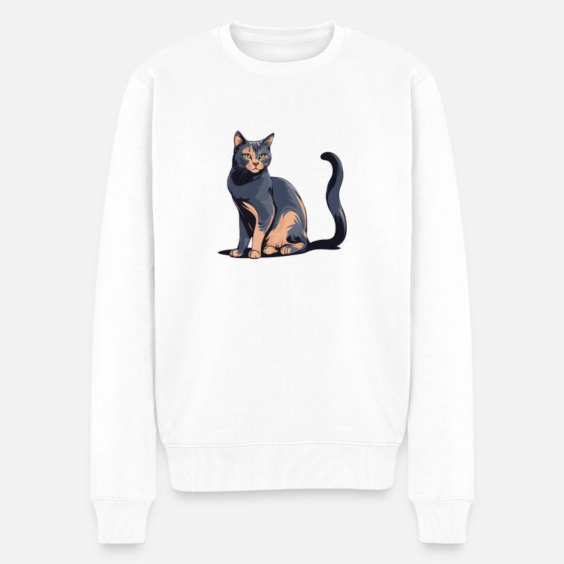 Süße Maine Coon Katze Siam Geschenk Idee Haustier - Männer Premium Bio Pullover - Weiß