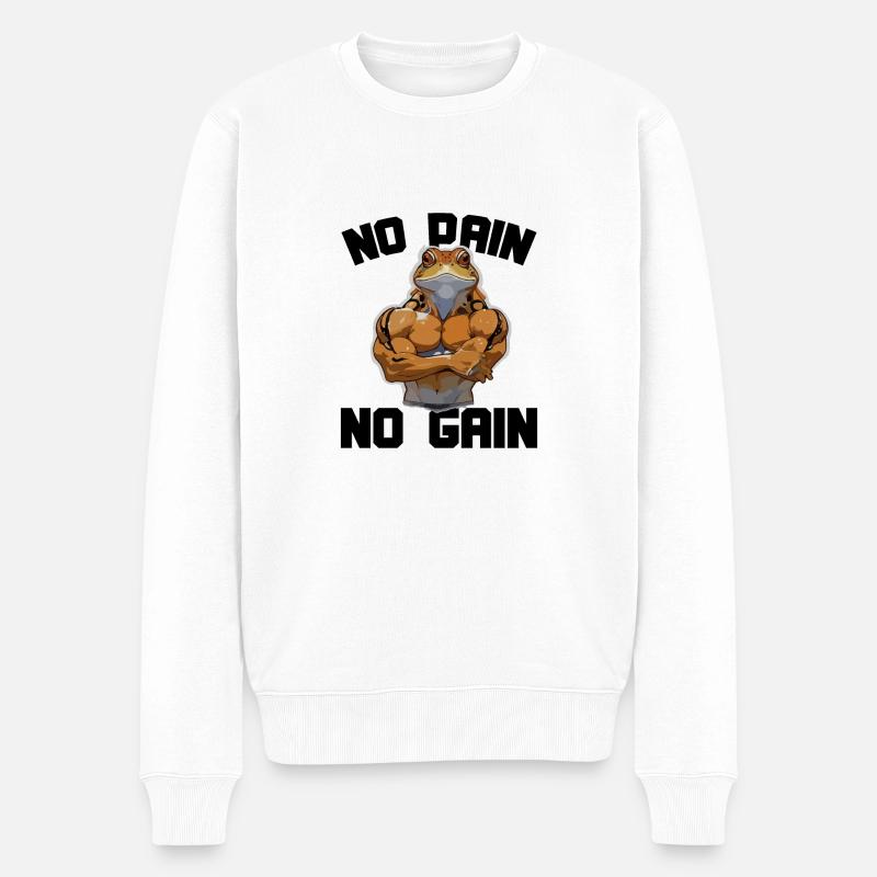 No Pain No Gain - Männer Premium Bio Pullover - Weiß