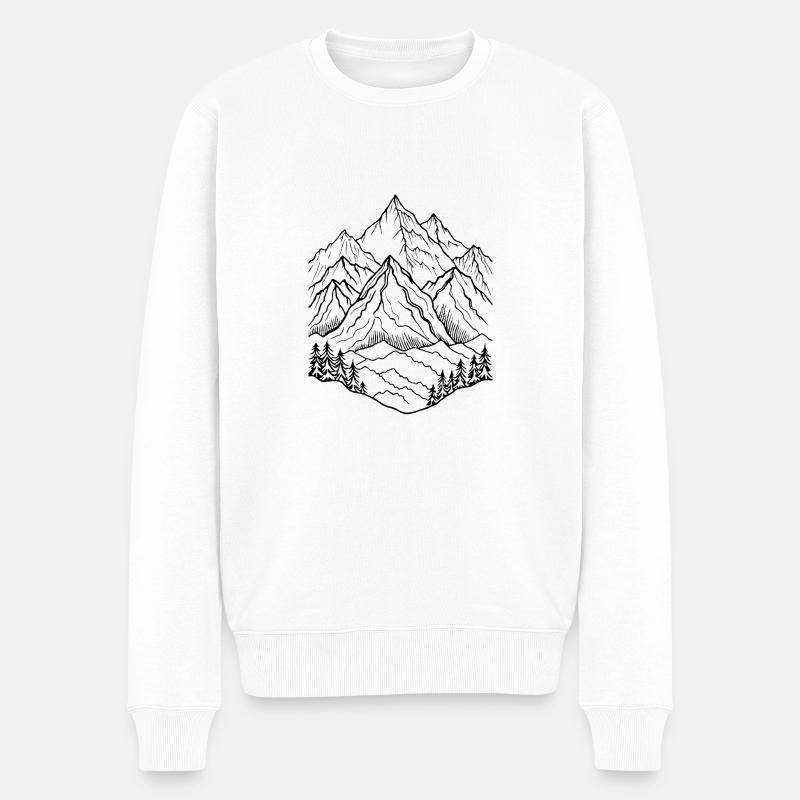 Bergenlandschaft - Männer Premium Bio Pullover - Weiß