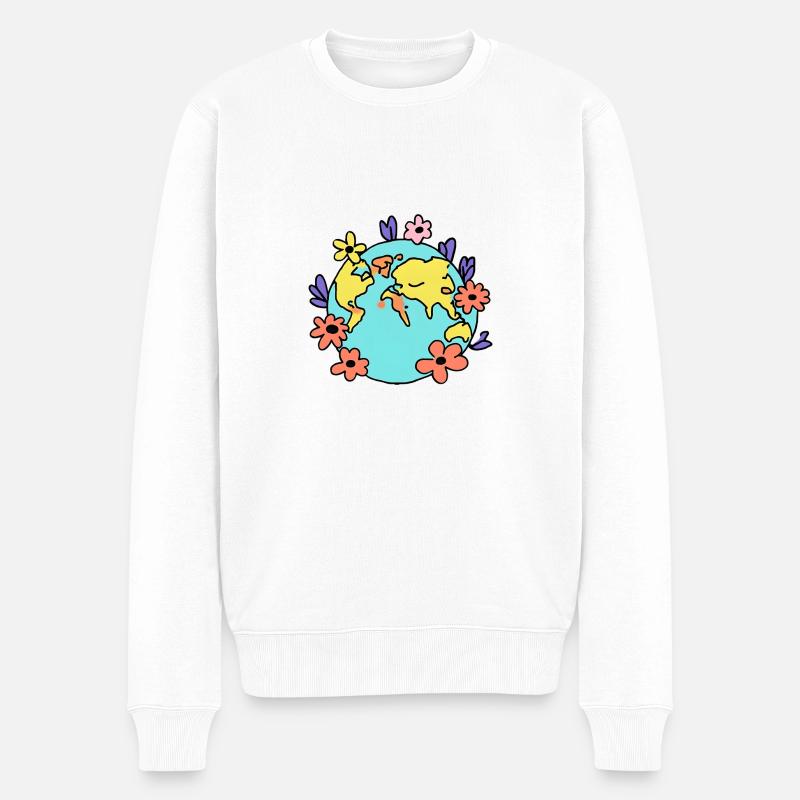 World Full of Flowers - Männer Premium Bio Pullover - Weiß