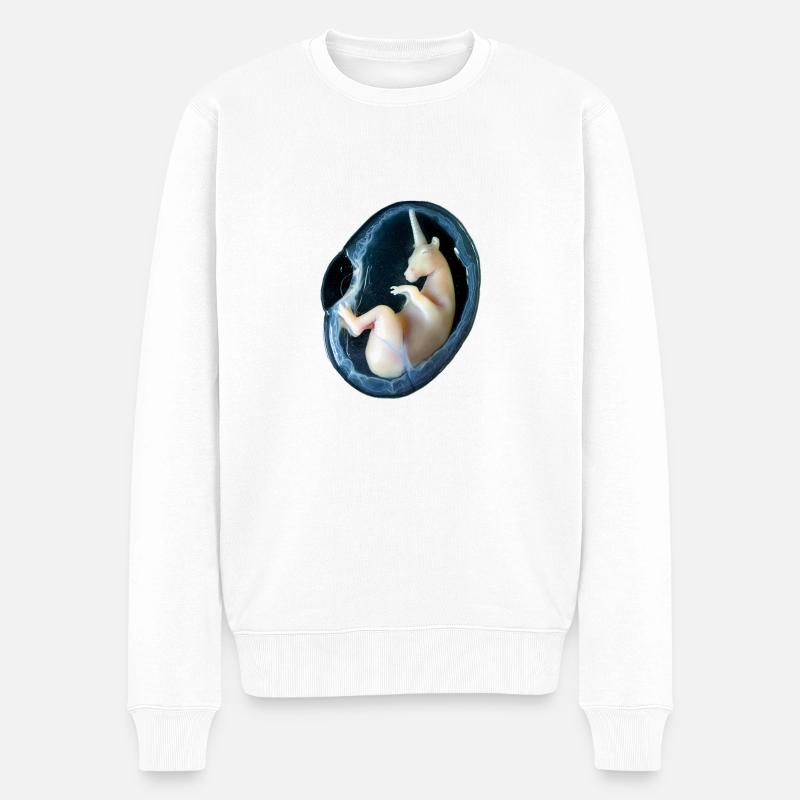 Einhorn-Embryo 3 - Männer Premium Bio Pullover - Weiß