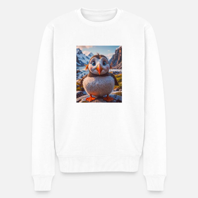 Oiseaux super mignons – Puffin - Pull Premium bio Homme - blanc