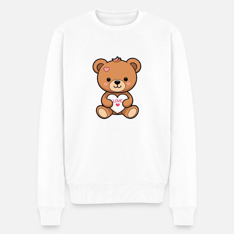 Teddybär - Männer Premium Bio Pullover - Weiß