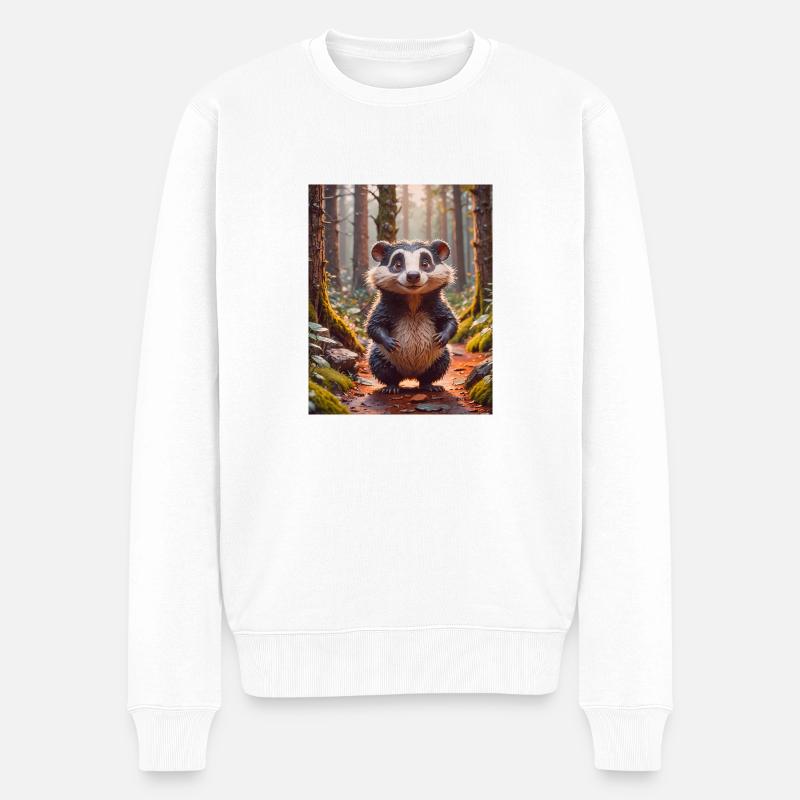 Super süße Tiere in einem Wald – Dachs - Männer Premium Bio Pullover - Weiß