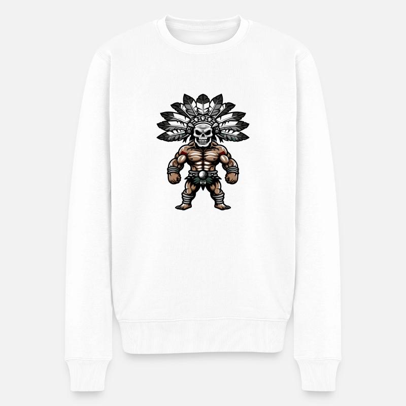 atztek skull - Männer Premium Bio Pullover - Weiß