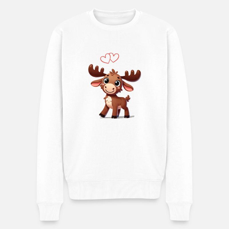 elch comic love - Männer Premium Bio Pullover - Weiß