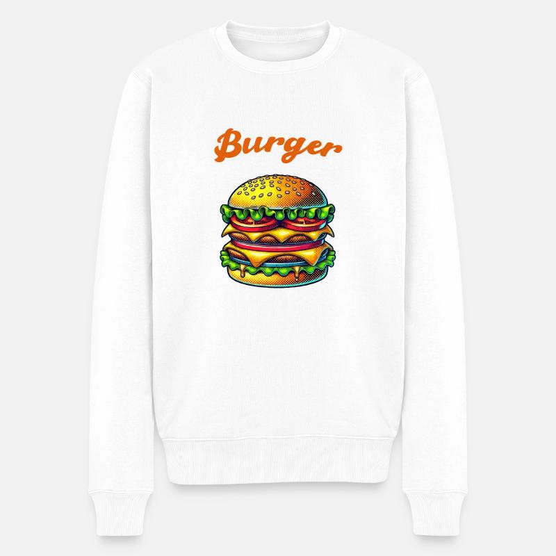 Burger Cheeseburger - Männer Premium Bio Pullover - Weiß