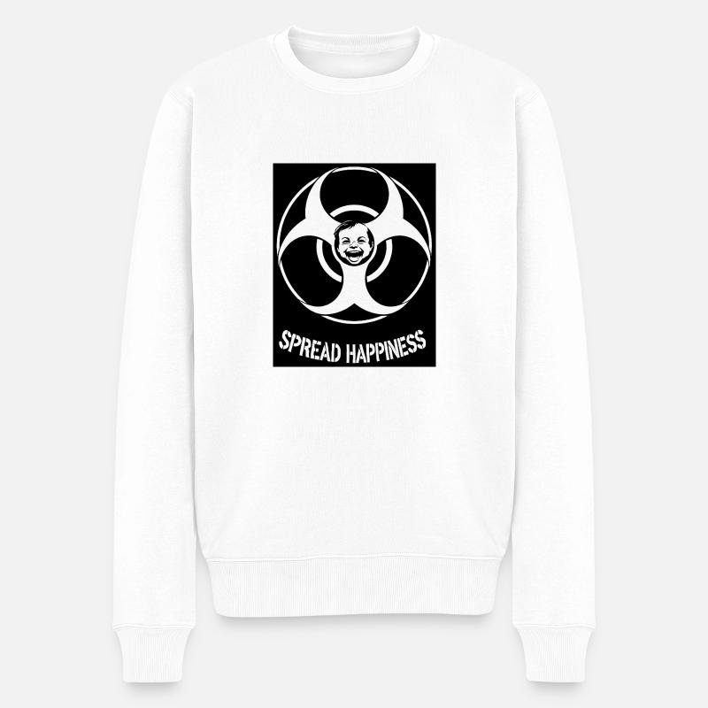 SpreadHappiness schwarzer Hintergrund - Männer Premium Bio Pullover - Weiß