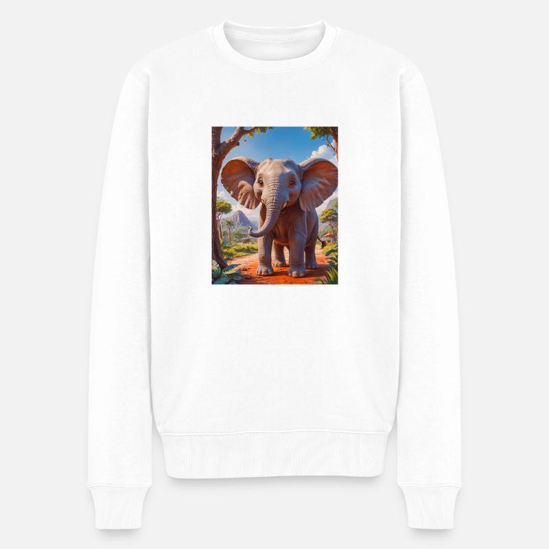 Animaux africains super mignons – éléphant - Pull Premium bio Homme - blanc